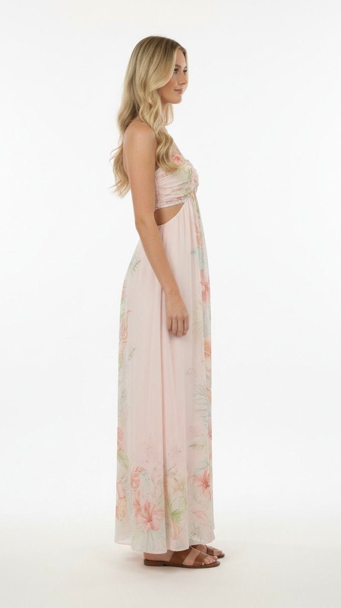 Peach Garden Halter Dress