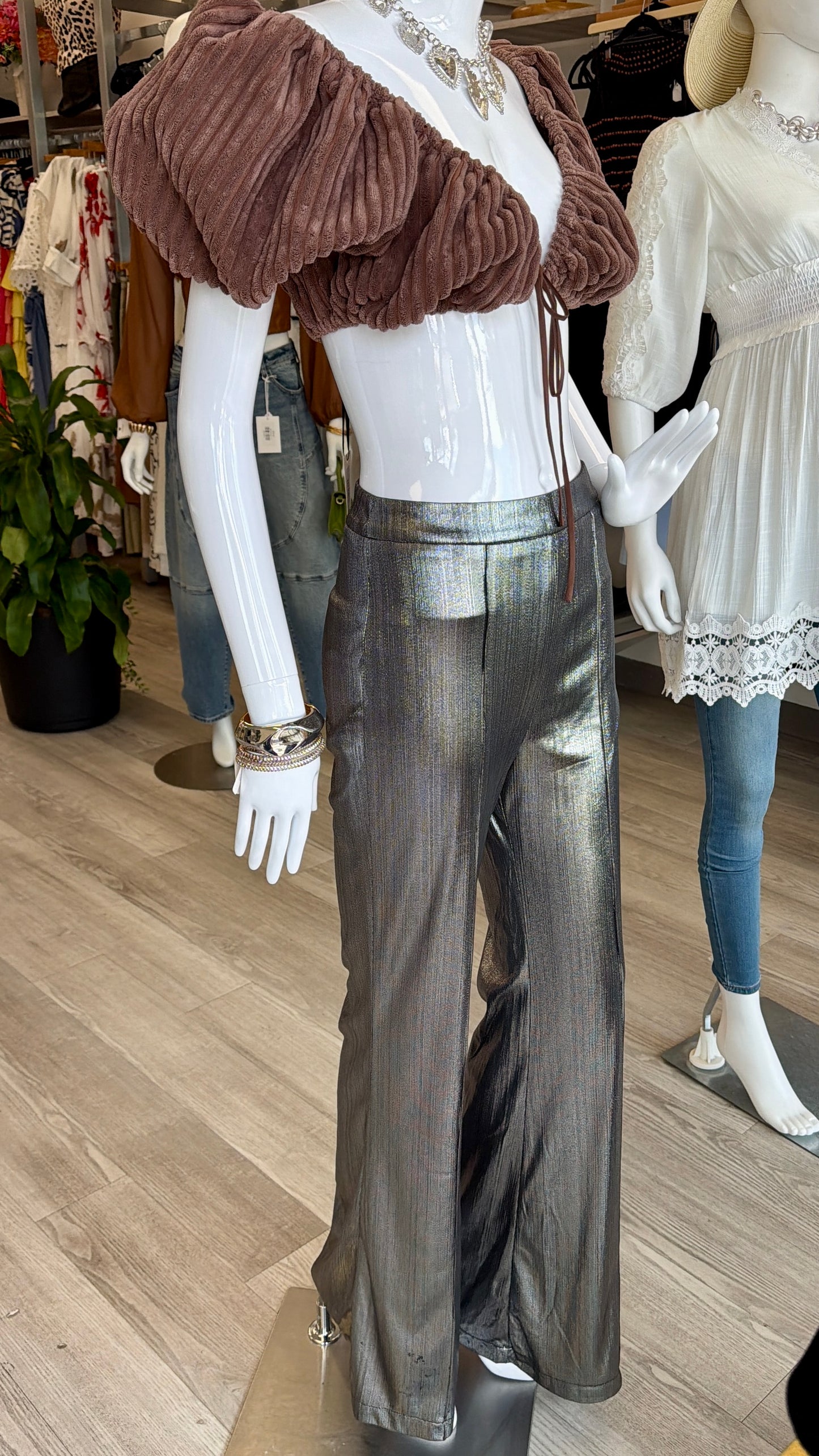 Silver Flare Pants