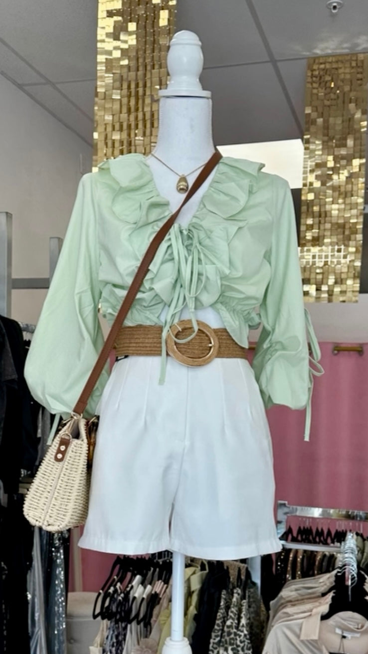 Mint Tie Blouse