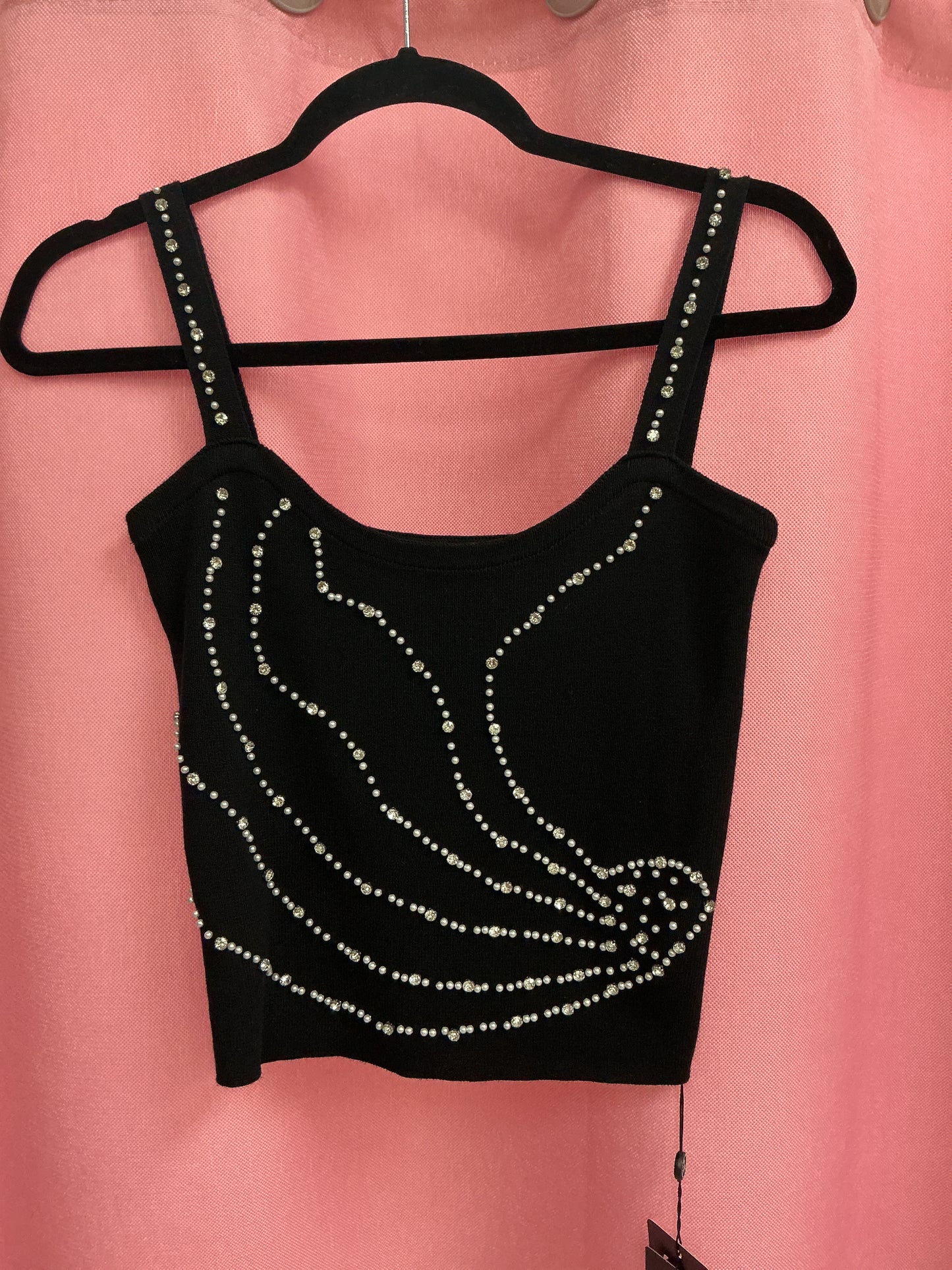 Blusa de tiros con piedras plateadas