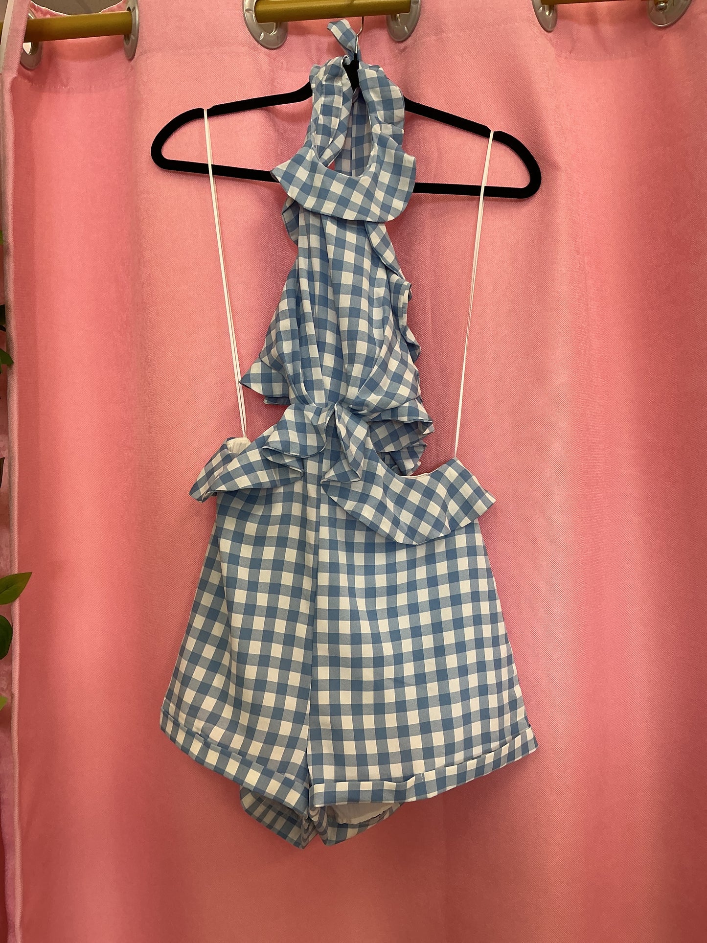 Braga corta con espalda descubierta de cuadros