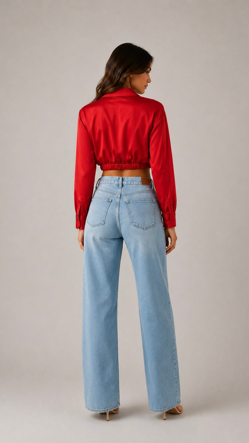 Ruby Silk Crop Blouse