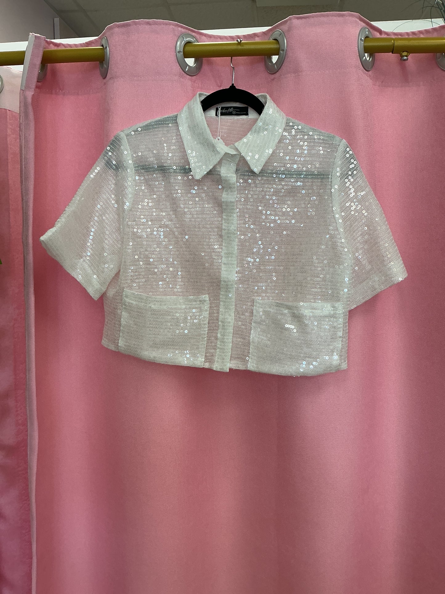 Camisa corta de lentejuelas