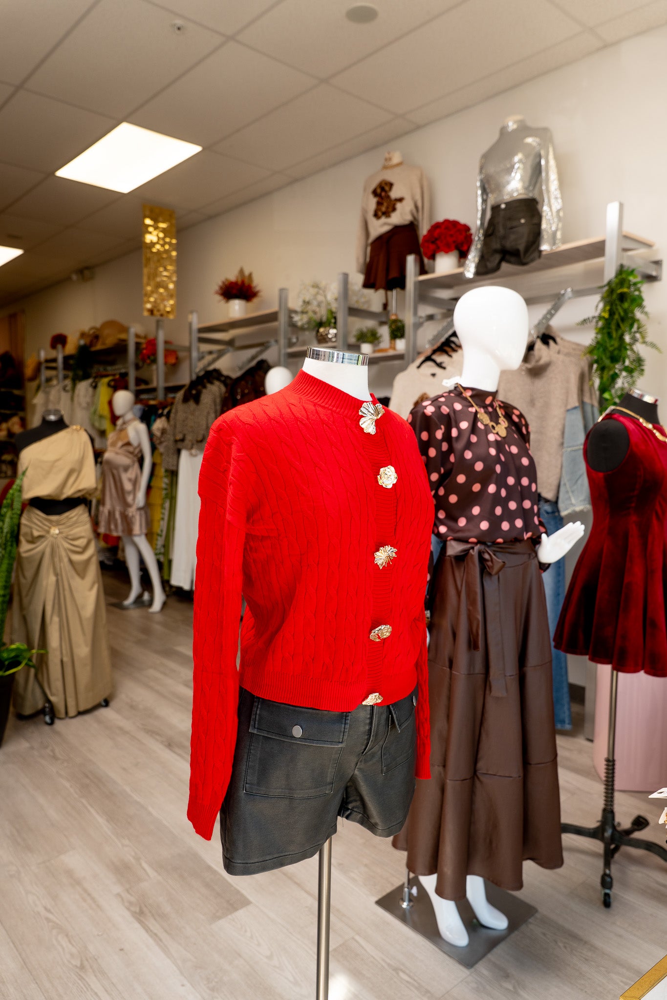 Rosé cocoa polka top