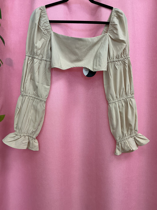 Crop Top Manga Larga Beige