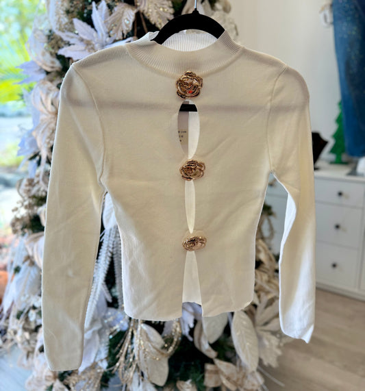 Rossette button highneck