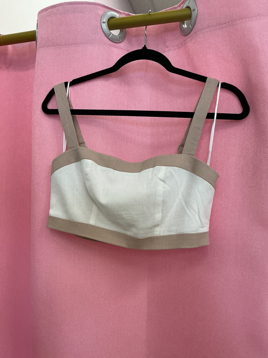 Top blanco y nude