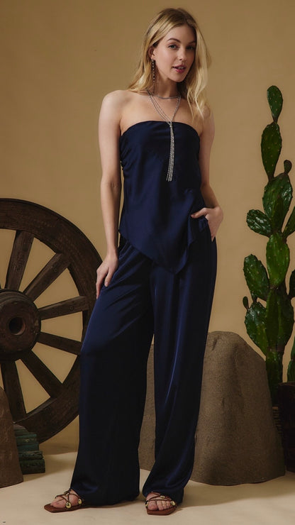 Navy Satin Luxe Set