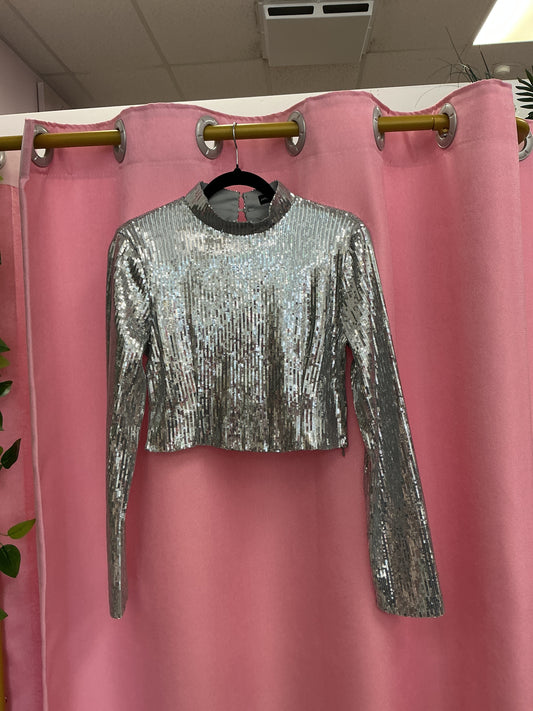 Blusa manga larga de lentejuelas