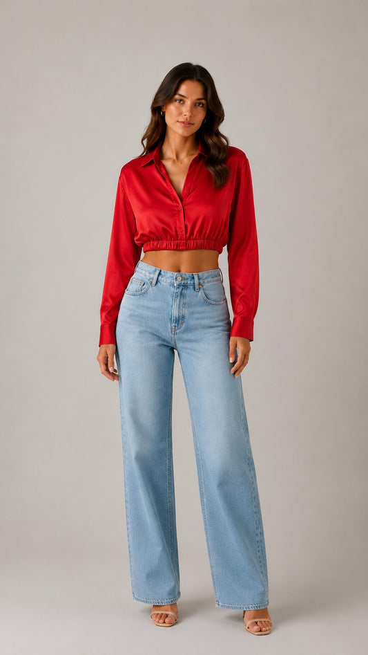 Ruby Silk Crop Blouse