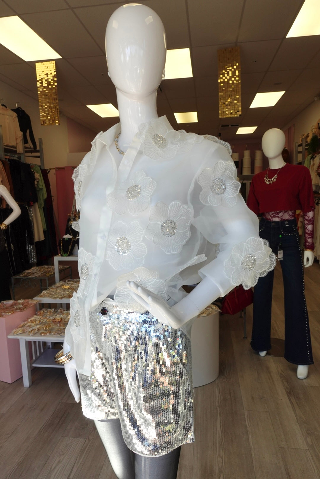 Rose Whispers Sequin Blouse