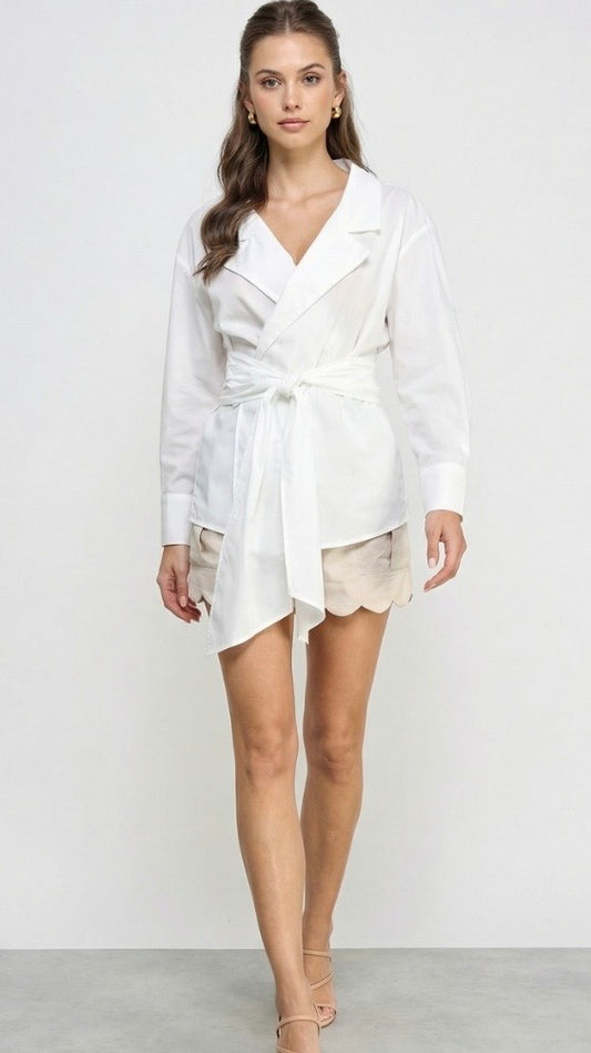 Classic Ivory Waist Tie Top