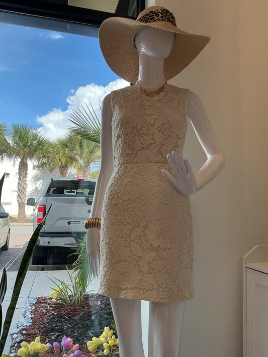 Vestido Cóctel de Encaje Color Beige