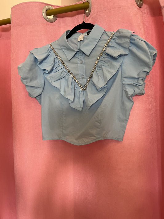 Camisa corta con piedras brillantes