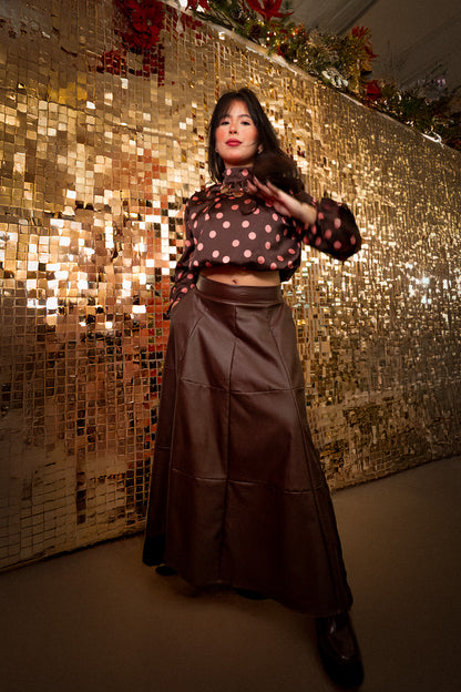 Shadow luxe leather maxi skirt