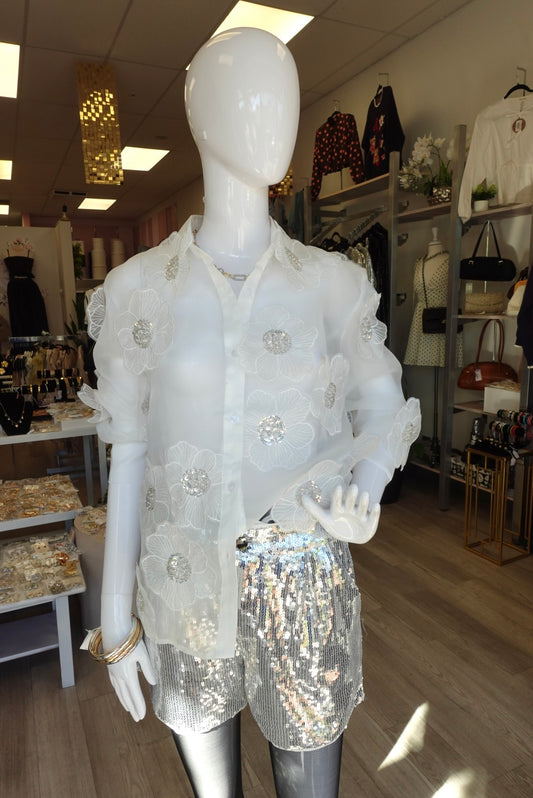 Rose Whispers Sequin Blouse