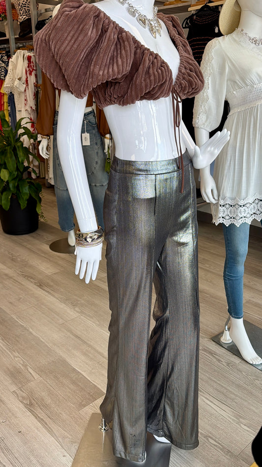 Silver Flare Pants