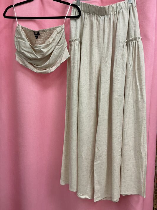 Set Blusa Strapless Drapeado y Pantalón Palazzo