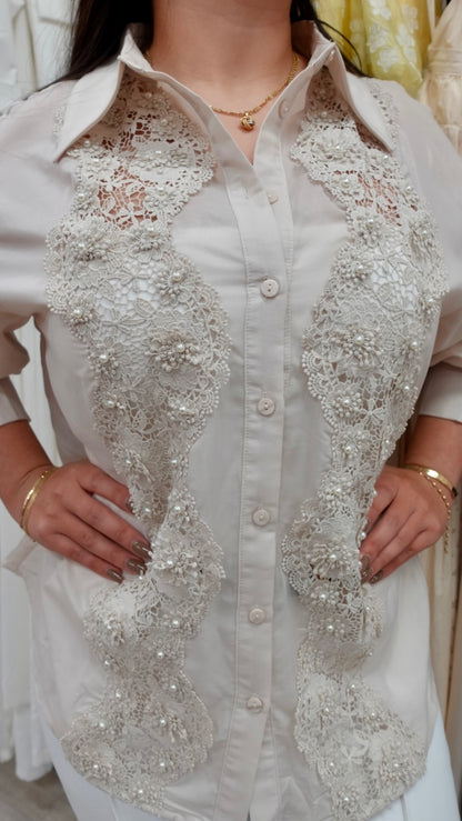 Lace Bloom Button Up