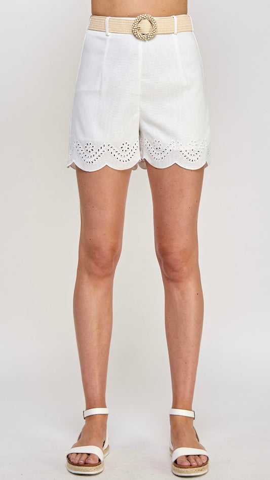 Scallop Belted Shorts