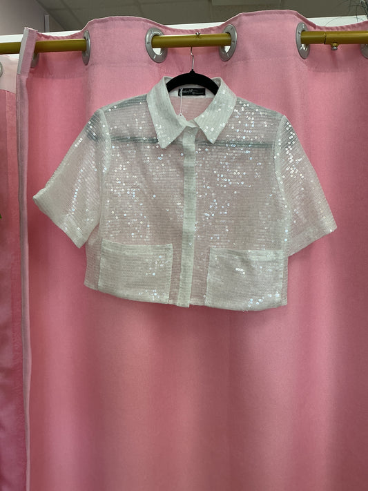 Camisa corta de lentejuelas