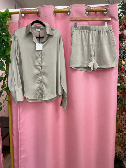 Set de seda camisa y short