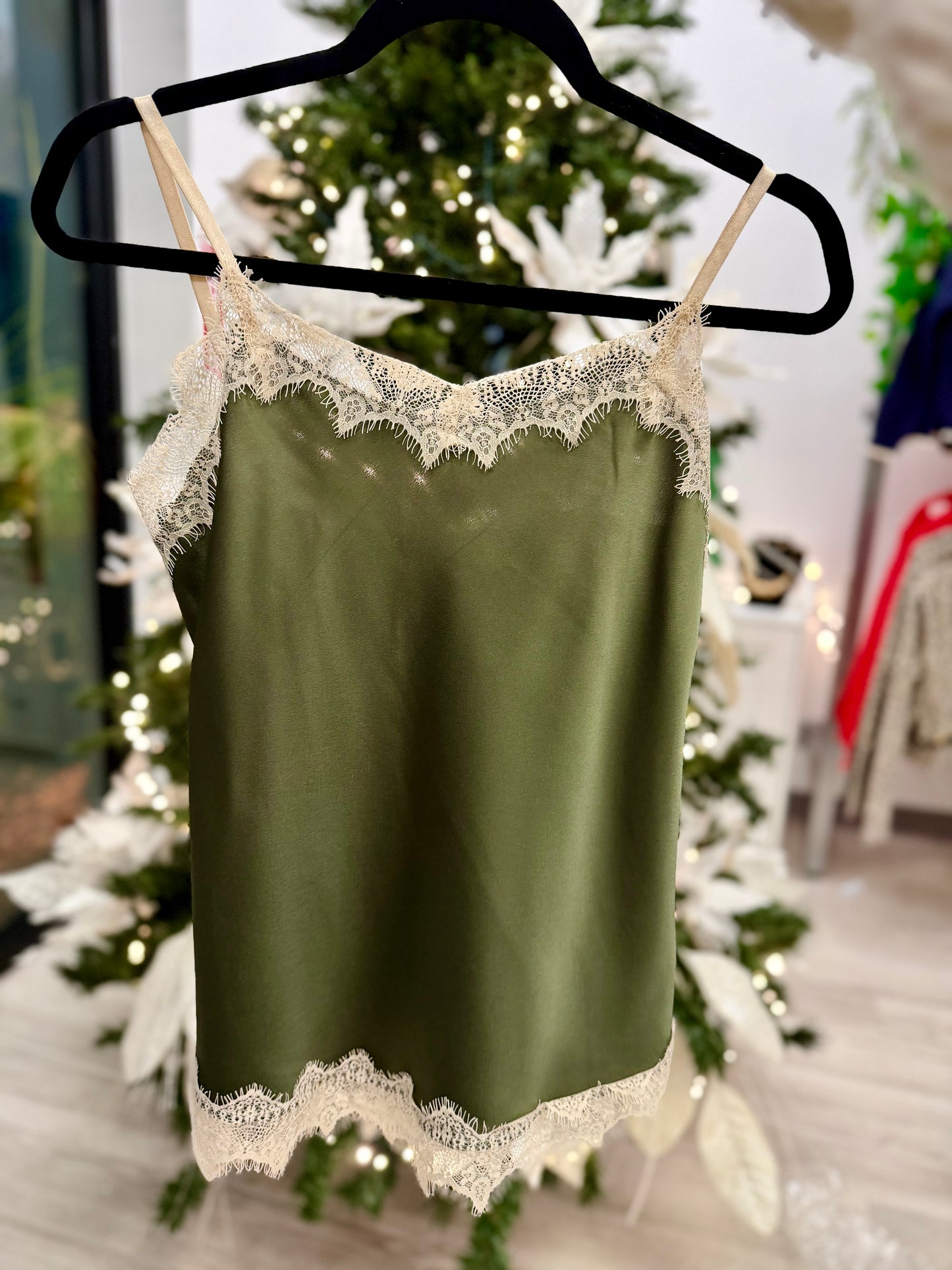 Sage lace camisole