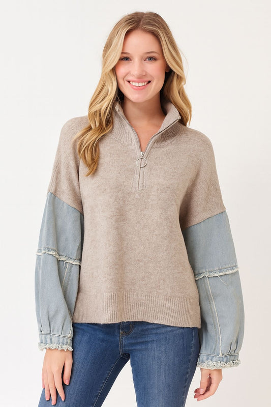 Denim latte sweater