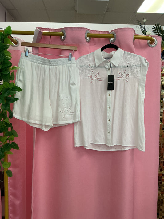 Set short y camisa de botones sin mangas