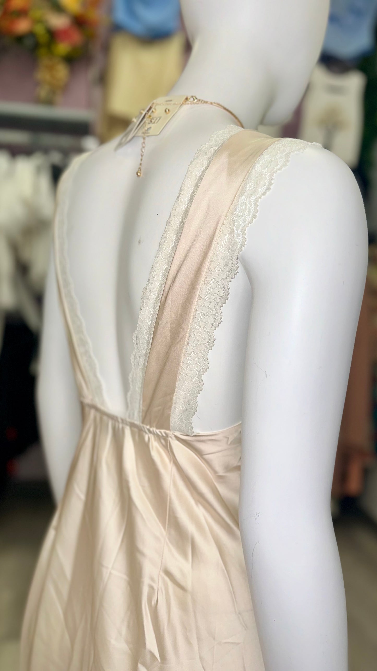 Satin Lace Midi Dress
