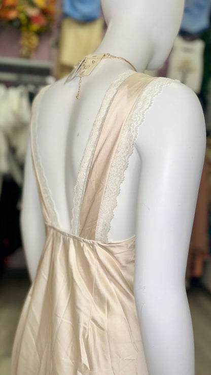 Satin Lace Midi Dress