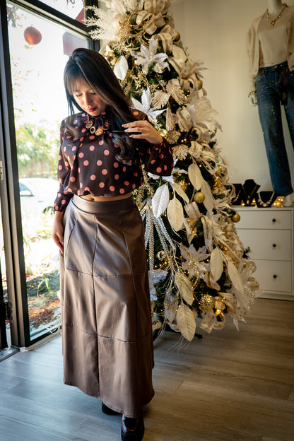 Shadow luxe leather maxi skirt