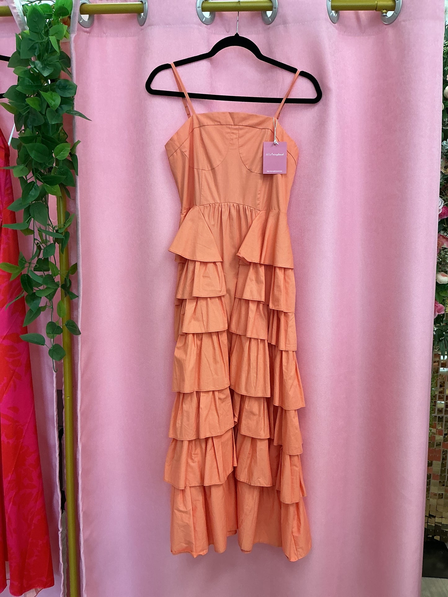 Vestido largo de volados