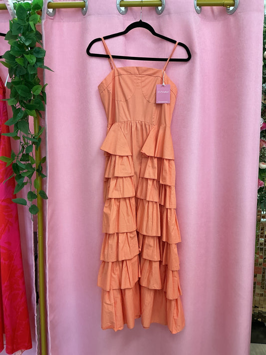Vestido largo de volados