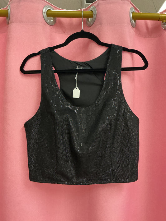 Blusa sin mangas negra con lentejuelas