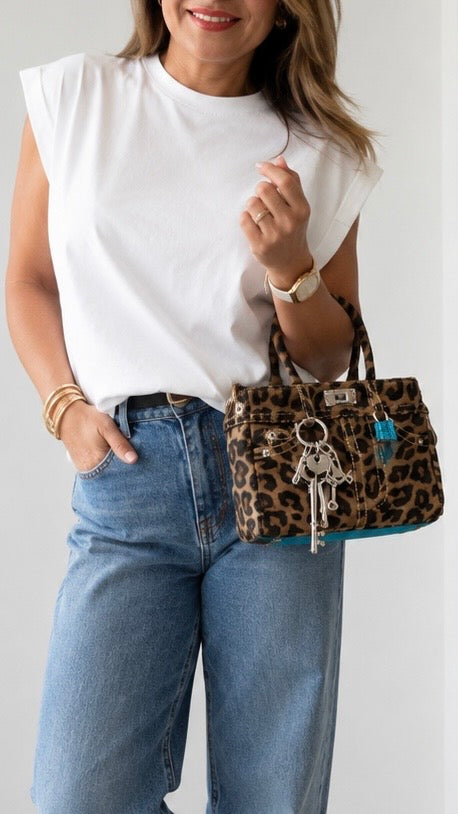 Mini leopard denim