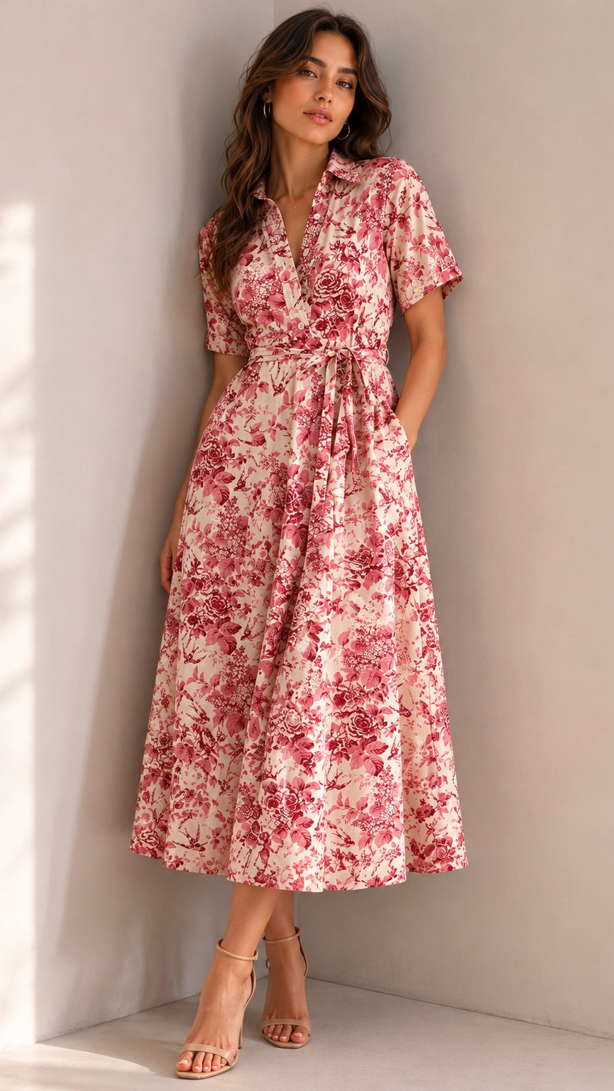 Vintage Floral Shirt Dress