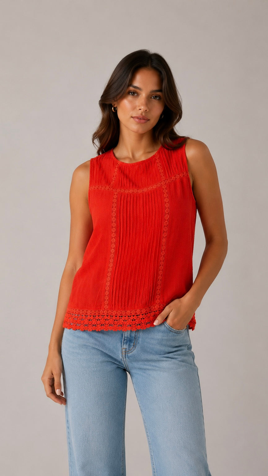 Red bloom blouse
