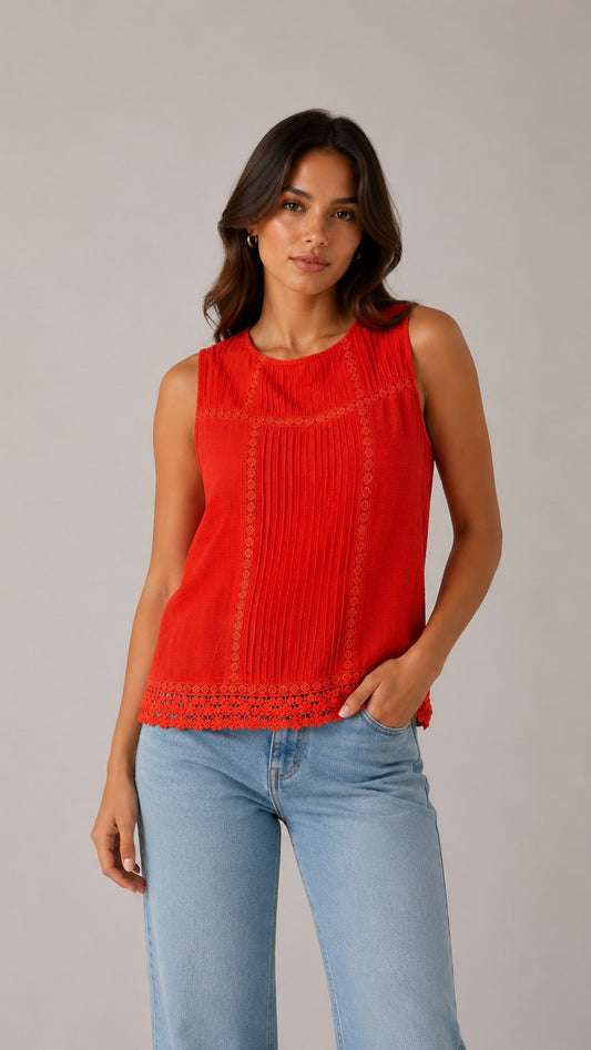 Red bloom blouse