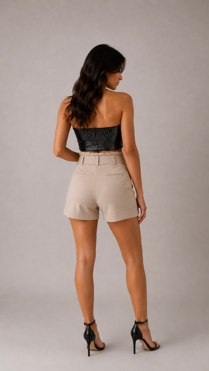High Waisted Belted Shorts