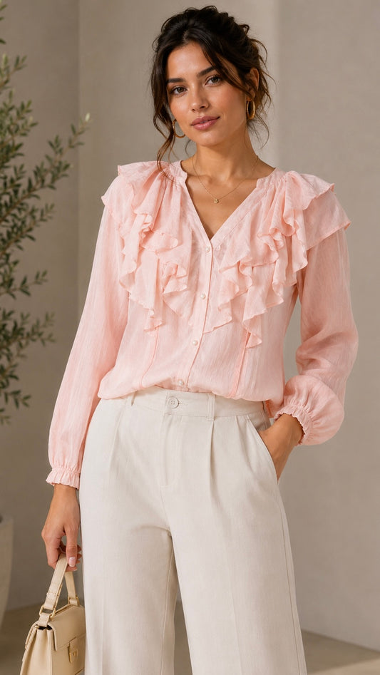 Blush Ruffle Blouse