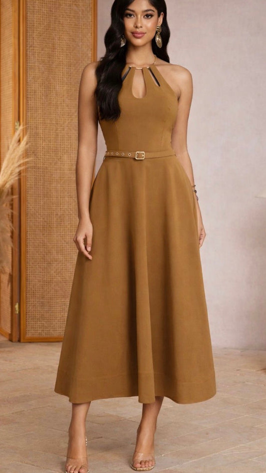 Golden Hour Halter Dress