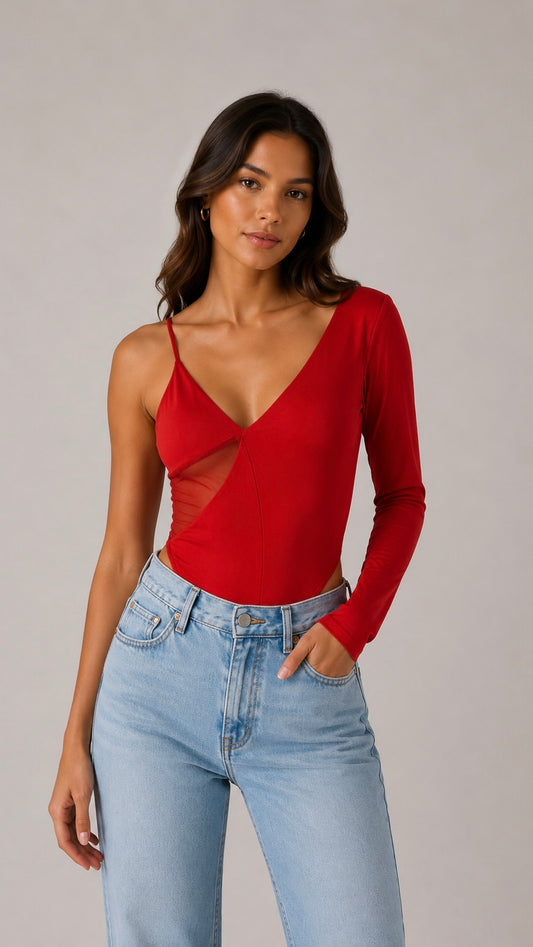 Brillo carmesí bodysuit
