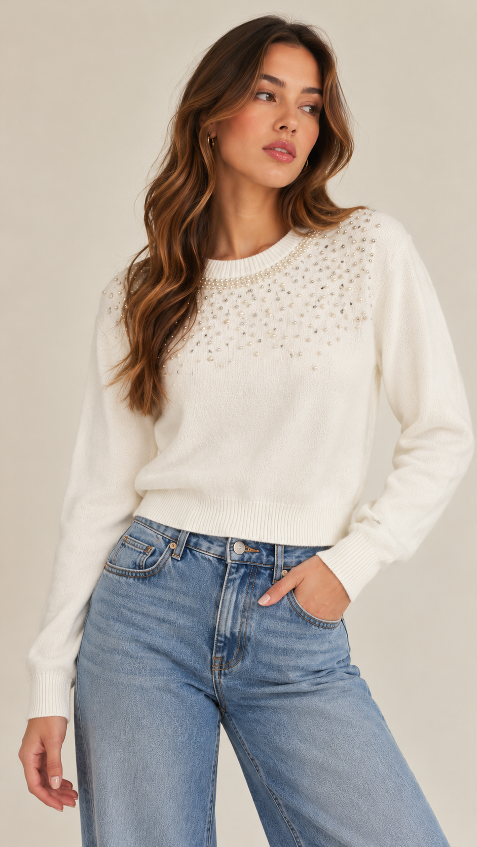 Crystal Collar Sweater