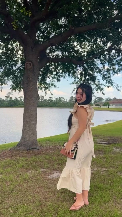 Neutral Flow Midi Dress